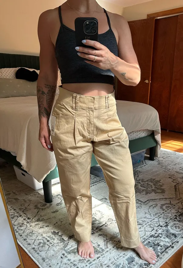 Khaki Chino Ankle Straight Pants - Image 2