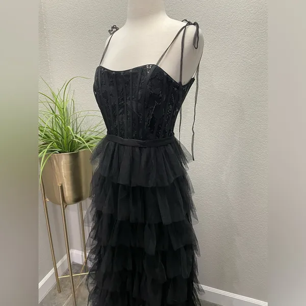 New! IEENA FOR MAC DUGGAL Sequined Bustier Tiered Ruffle Gown 26281 Sz 4 $498‎ - Image 6