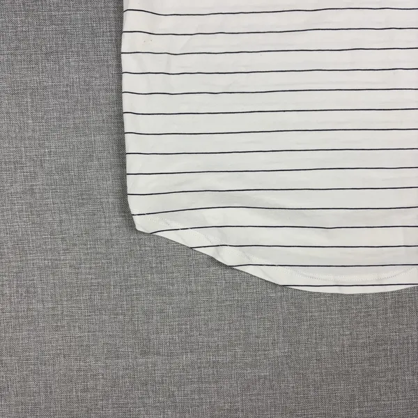 Lululemon Striped Shirt Womens 2 White V-Neck Short Sleeve Pima Cotton Top - Image 2