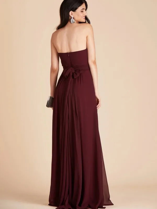 Birdy Grey Burgundy convertible Chiffon maxi grace Dress, size L - Image 3