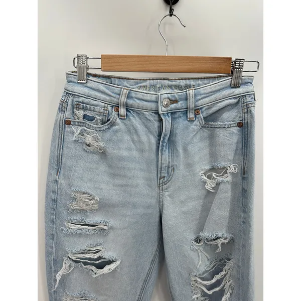 American Eagle AEO Jeans Women 0 Blue Light Wash Denim‎ Distressed Mom - Image 4