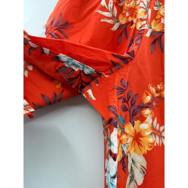 Bar III Floral Tapered Pants Womens M‎ Red Tropical Smocked High Waist Pull On - Image 3
