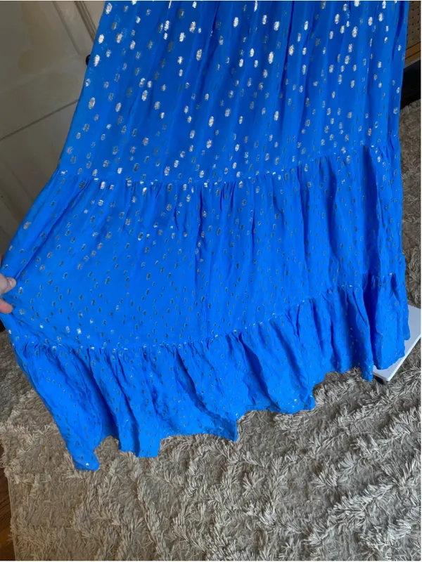 Lilly Pulitzer Halter Maxi Dress Metallic Dot Tiered Quiet Luxury Preppy Wedding - Image 4