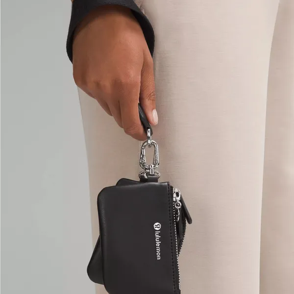 NWT LULULEMON Dual Pouch Wristlet Leather Alternative- Black/Silver - Image 2