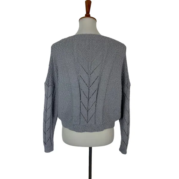 Altar'd State Sweater XS Gray Cropped Knit Pullover‎ Boho Cozy Trendy - Image 4