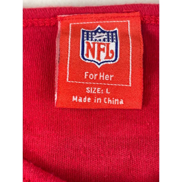 NFL Chiefs Long Sleeve Top Red Gold Logo V Neck Cotton Size L - Image 5