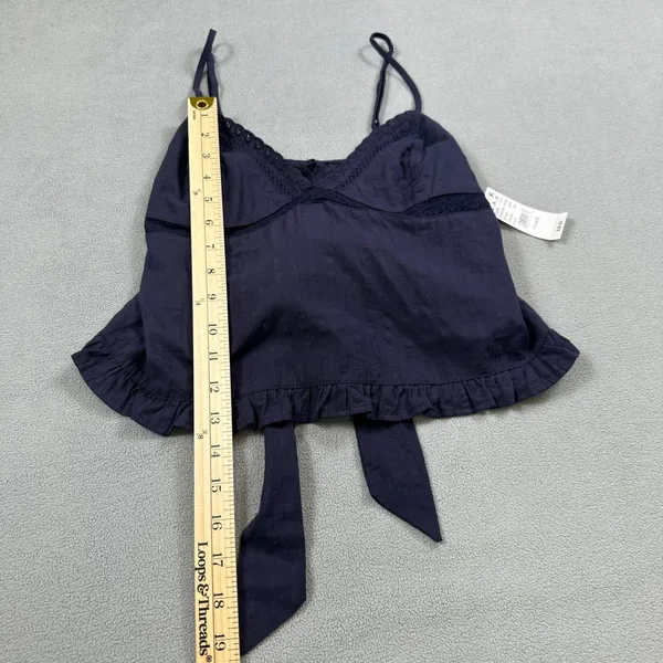 Your Favorite PacSun Cami Tank Top Womens XS Navy Blue Lace Trim Tie Back Straps - Image 5