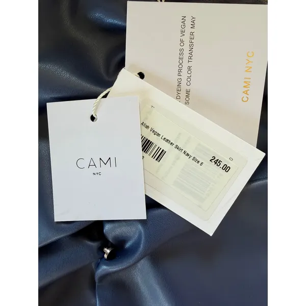 NWT CAMI NYC Allah Vegan Leather Skirt Women Navy Blue Size‎ 6 - Image 3