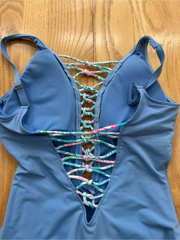 Lilly Pulitzer‎ Blue Isle Lattice Plunging V-Neck One-Piece Swimsuit 12 - Image 6