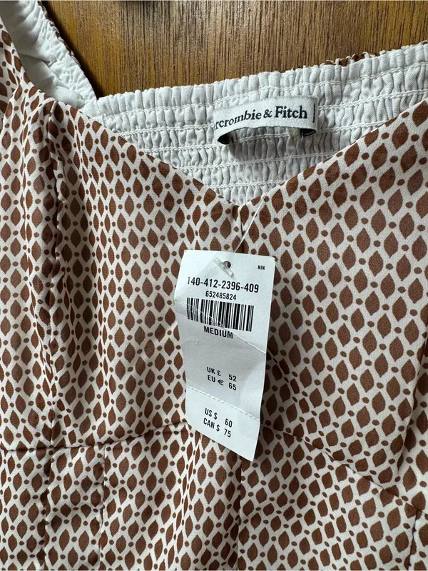 Abercrombie & Fitch A&F Long Puff Sleeve V-Neck Blouse Top Brown Medium NEW NWT - Image 5