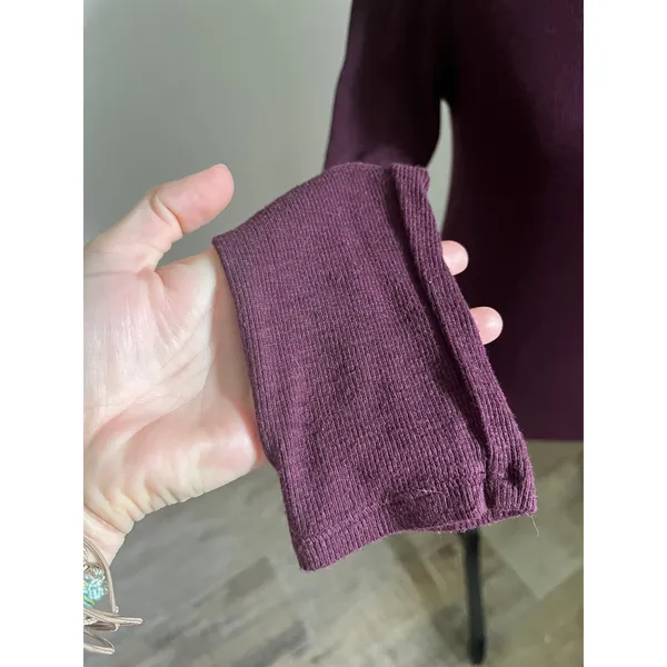 Aerie Real Soft Ribbed Turtleneck Tee Small Burgundy Maroon Preppy Minimalist - Image 4