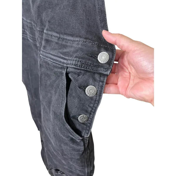 Old Navy Distressed Black Denim Overalls Ripped Knee Pockets Casual‎ Women's 8 - Image 4