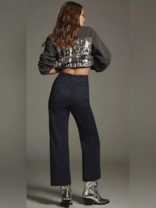 Anthropologie Maeve The Colette Sparkle Crop Wide-Leg Jeans 28 - Image 4