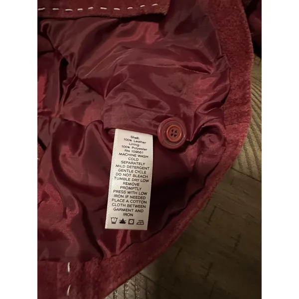 Vintage Denim & Co. Burgundy Genuine Suede Leather Jacket M - Image 4