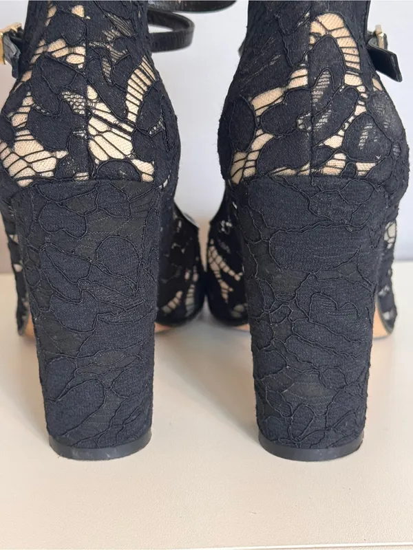 Kate Spade New York Black Lace Ankle Strap Block‎ Heel Pumps 10.5M - Image 10