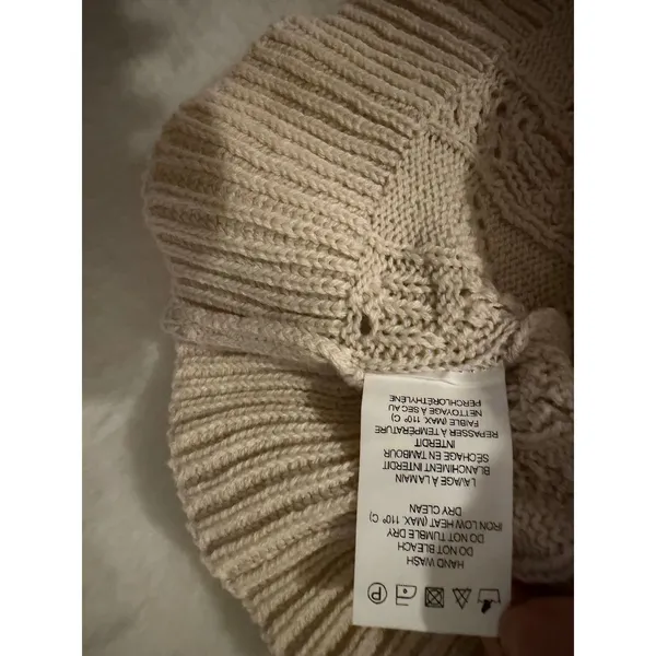 Deluc Cream Cable Knit Ruffle Sleeveless Sweater‎ Top Vest Beige Small 9297D - Image 3