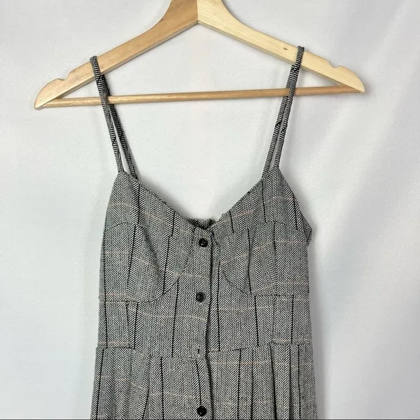 Boutique Gray Tweed Retro Button Down‎ Midi Dress S - Image 3