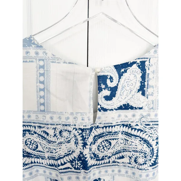 Wrangler Retro Paisley Bandana Print Scallop Hem Mini Dress Blue White - Image 6