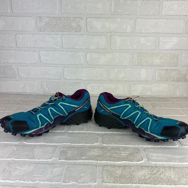Salomon Speedcross 4 Shoes Womens 8.5 Blue Purple Trail Running Quicklace Lugs - Image 10