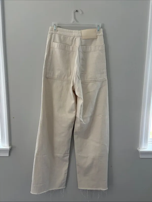 Zara Women’s Cream soft Wide-Leg jeans size 2 - Image 3