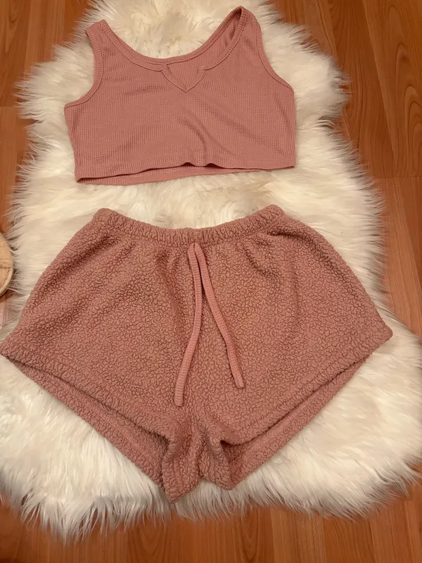Aerie Super cute nude pink matching lounge set, size XS - Image 4