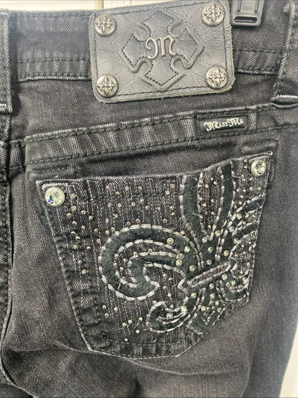 Miss Me Jeans Boot JY5493B3 Embellished Pockets Low Rise Le FLEUR Destroyed 29 - Image 5