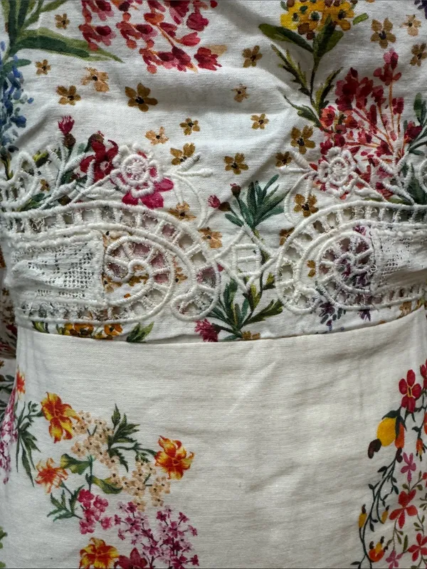 FARM Rio Delicate Forest Scarves Lace Intricate Mini Dress Viscose Blend SZ M 🌿 - Image 7