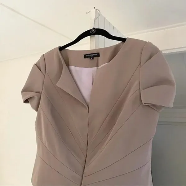 Mario Serrani Italy Hook & Eye Paneled Blazer Jacket Beige Size 8 - Image 7