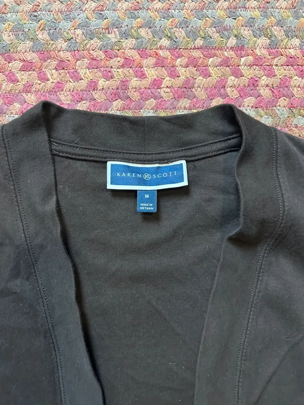 KAREN SCOTT DARK BROWN OPEN FRONT CARDIGAN SWEATER - Image 2