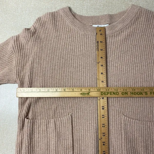 Madewell Sweater‎ Womens Small Beige Cable Knit Pullover Long Sleeve Pocket - Image 7