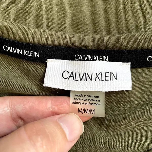 Calvin‎ Klein Olive Green Short Sleeve Graphic Logo T-Shirt Dress Size Medium - Image 5