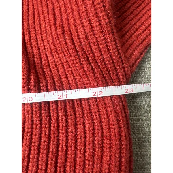 Dark Red Ribbed Knit Cowl Neck Sweater With Button Accents Womens M Cozy Fall - Image 6