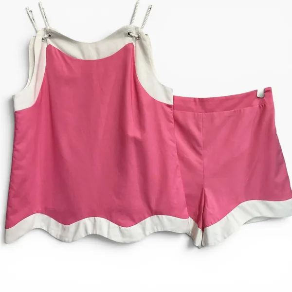 Aureum Can't Back Down Pink Linen Blend Tank & Shorts‎ Set NWT M $148 MSRP - Image 2