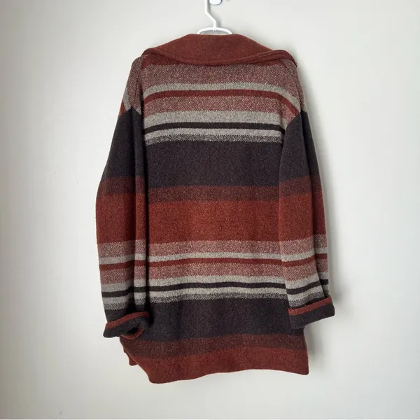 Free People Brown Striped Western Wool Blend Coat Size Small - Image 7