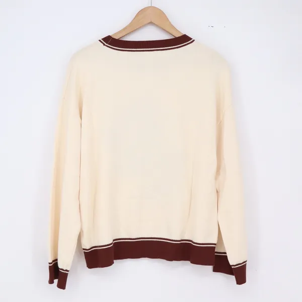 Unbranded Sweater Womens M Graphic Horse Cream Brown Intarsia Knit Excellent - Image 2