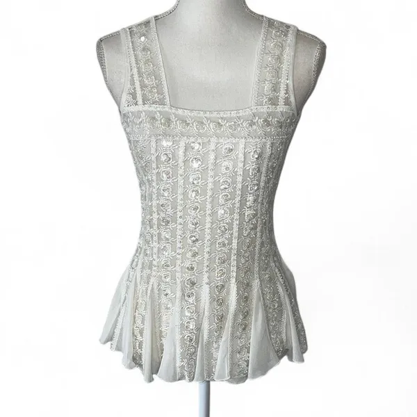 Vintage Y2K Sequin Top White - Image 3