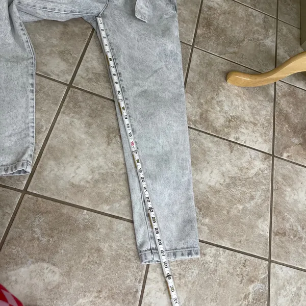 Sezane Austin Light Gray Wash Paperbag Waist Tapered Denim Pants Size 36 FR 4 US - Image 8