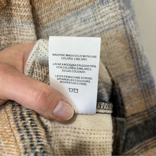 Altar'd State Plaid Oversized Jacket Coat Size XS Blue‎ Taupe Buttons Pockets - Image 6