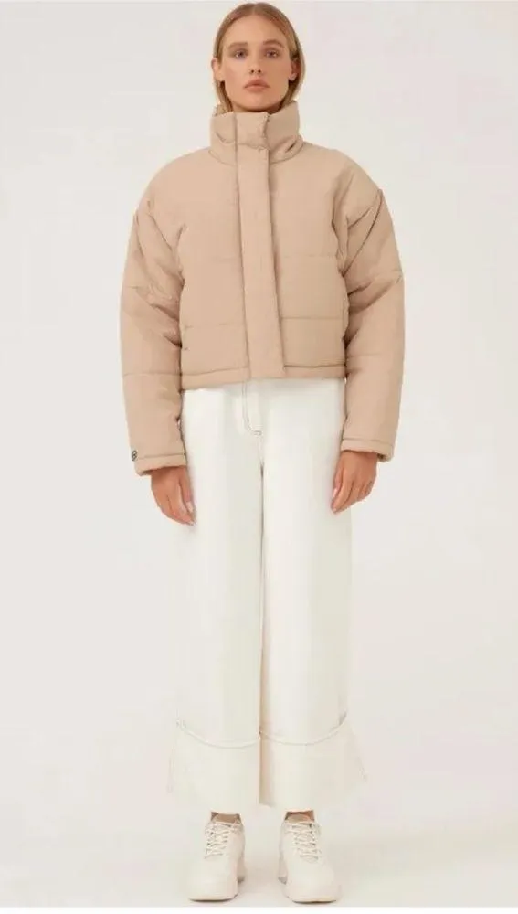 THE FIFTH LABEL Designer Beige Puffer Jacket Women’s Sz S Coat Trendy Fit - Image 4