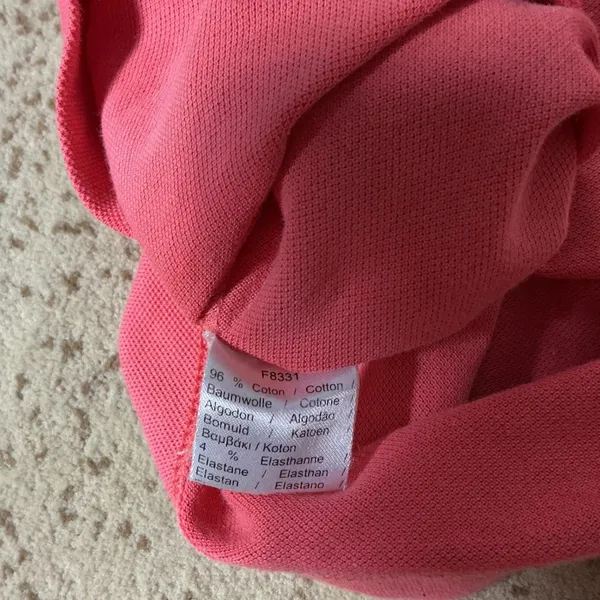 Lacoste Womens Preppy Pink‎ Pique Polo Shirt Short Sleeve Navy Trim Size 4 F8331 - Image 5