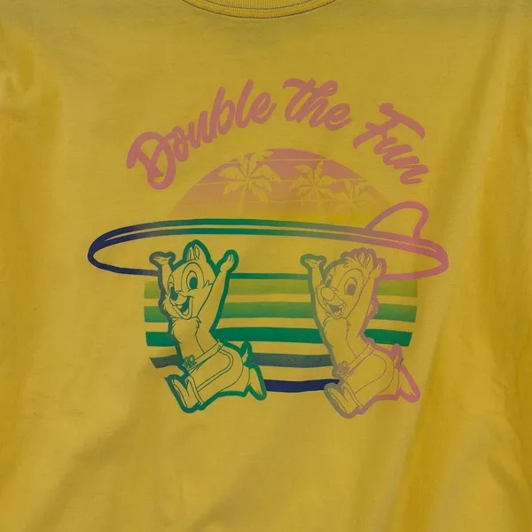 Disney Chip & Dale Y2K Womens T-Shirt Sz L Double the Fun Beachcore Surf Kawaii - Image 3