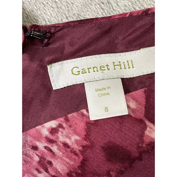 Garnet Hill 100% Silk Sheath Dress Floral Sleeveless V Neck Lined Size 8 Wedding - Image 5