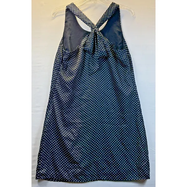 Pixley womens mirin‎ Dress blue Polka Dot Shift Tie razerBack Lined Small - Image 2
