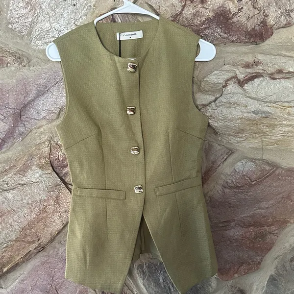 Commense Button Vest With Shorts Set size medium Green - Image 2