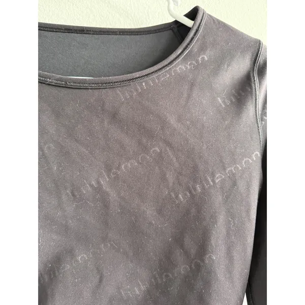 Lululemon Wunder Train Crop Long Sleeve Emboss Crop Top Womens Small Activewea - Image 3
