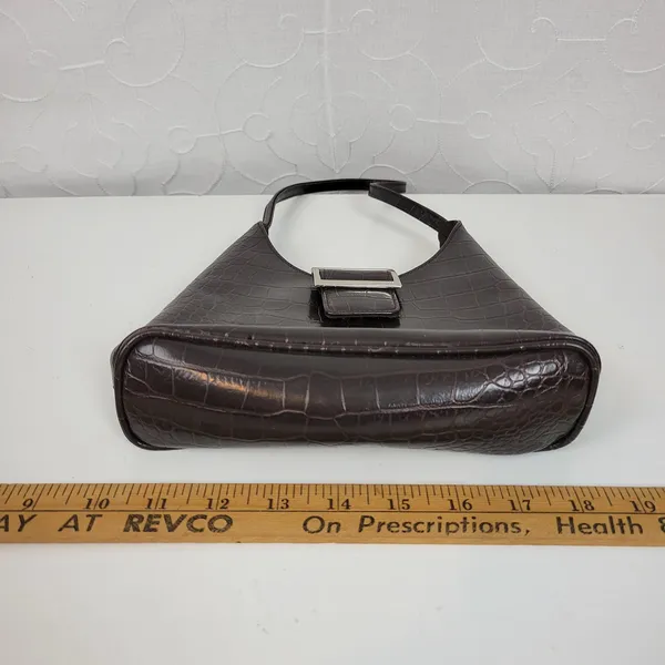VINTAGE Nine West Women's‎ Shoulder Bag OS Brown Crocodile Embossed Single Strap - Image 12