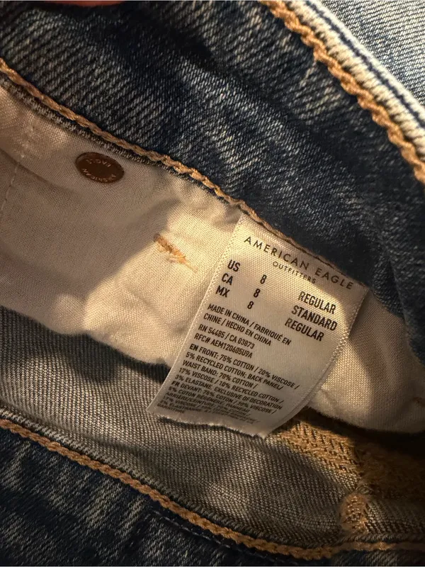 American Eagle Outfitters Blue Denim Jeans with Branded Waistband - Image 3