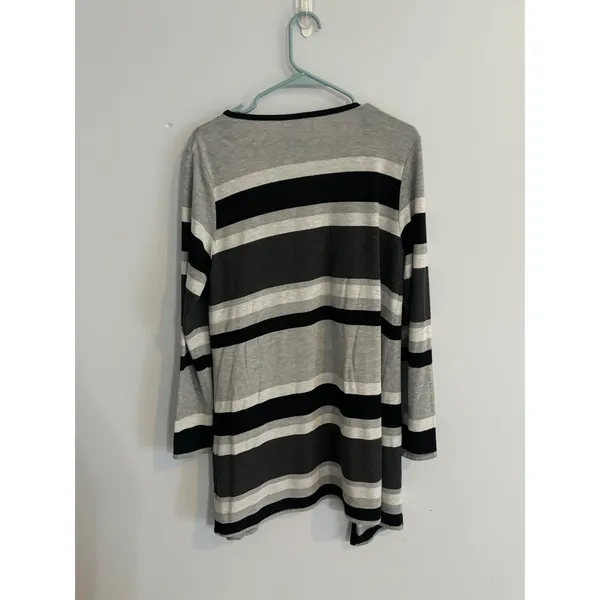 Sunday Open Front Cardigan Striped‎ Lightweight Sweater Knit Cover Up Large - Image 4