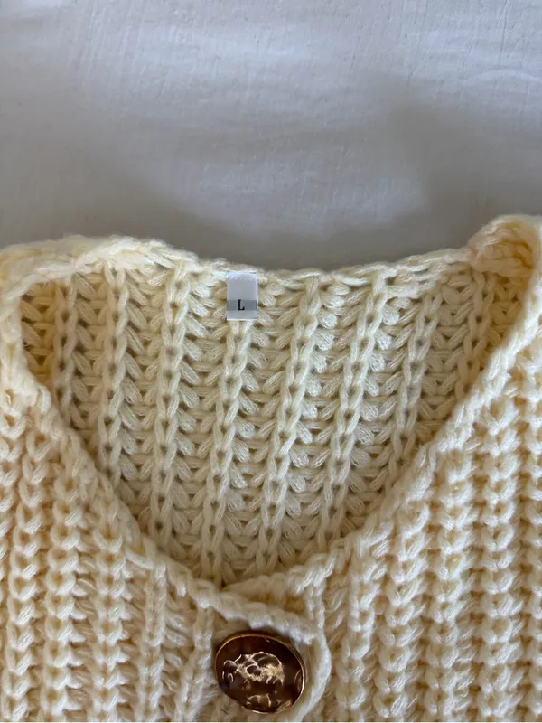 Yellow chunky knit sweater vest Size L - Image 3