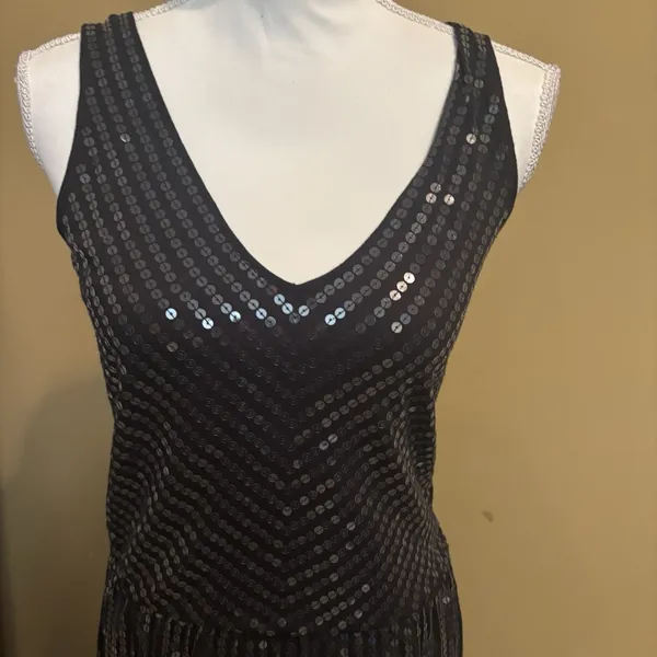 Garnet Hill Womens Black All Over Sequin Maxi Dress Size‎ XS Beach Wedding - Image 3